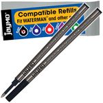 Jaymo Replacement for Waterman 540951 and Schmidt 5888 - Measures 4.3 in / 109 mm Long - Rollerball Pen Refill - 2 Black