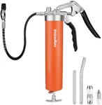 ValueMax Grease Gun, 6000PSI Heavy Duty Grease Gun Kit with 18inch Flexible Hose, 2 Extension Rigid Pipe, 2 Reinforced Couplers and 1 Special Sharp Nozzle, 14oz Load Capacity