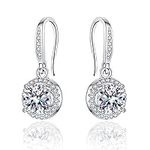 Silver Earrings for Women Sterling Silver Dangle Earrings with Cubic Zirconia Silver Drop Earrings Girls Hypoallergenic Dangle Hoops Earrings Dangly Earrings Gifts For Mum Wife