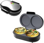 Schallen Electric Omelette Maker Healthy Eating Egg Pan | Non-Stick Coated Ceramic Plates | 2 Individual Cooking Plates with Cool Touch Handle | Stainless Steel | Black & Silver (Deep Fill)