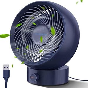 SmartDevil USB Desk Fan, Small Personal Desktop Table Fan with Strong Wind, Quiet Operation Portable Mini Fan for Home Office Bedroom Table and Desktop (Navy Blue)