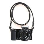 CANPIS Genuine Leather Camera Strap Vintage Camera Shoulder Strap Handmade Camera Neck Belt for Mirrorless Cameras Sony Nikon Canon Leica Olympus Fuji (Black)