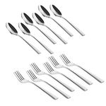 Vinod Stainless Steel Cutlery Set for Home and Kitchen (6 Inch, Regular Size Spoon & Fork - Pack of 12)