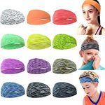 CÉLLOT 12 Colors Sweat Headbands Breathable Athletic Sweatbands Yoga Sports Headbands for Girls and Boys Soft Moisture Wicking Elastic Hairband for Girls and Teenagers Adults