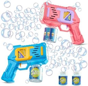Bubble Guns for Kids and Toddlers, 2 Pack Bubble Gun Blower with Bubble Solution Refill, Automatic Bubble Blower for Party Favors, Summer Toy, Outdoor Fun, Birthdays and Wedding Party