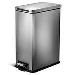 Home Zone Living 8 Gallon Slim Kitchen Trash Can, Stainless Steel, Step Pedal, 30 Liter