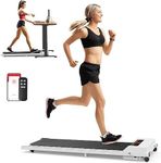 OUROAD Walking Pad Treadmill, Under Desk Treadmill for Home Office, Installation-Free Electric Walking Running Machine w/Bluetooth Speaker, White