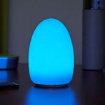 Auraglow Rechargeable Cordless Wireless Colour Changing & White Light LED Glass Table Lamp (Egg)