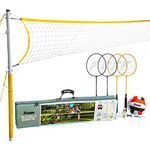 Franklin Sports Volleyball & Badminton Combo Set - Portable Backyard Volleyball & Badminton Net Set - Volleyball, Rackets & Birdie Included - Family, Model:50611, Net size : 20 Inch x 1. 5 Inch