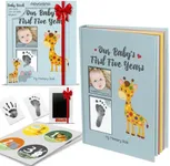 Novarena First 5 Years Baby Memory Book Journal Scrapbook 48 Pack Monthly Milestones Stickers & Clean-Touch Baby Safe Ink Pad