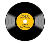 LP Music Record Round Circle Cake Edible Icing or Wafer Topper 7.5 inch Personalised (Wafer)