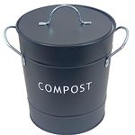 Metal Kitchen Compost Bin Black -Composting Bin for Food Waste Recycling With Plastic Inner Indoor and Outdoor Use