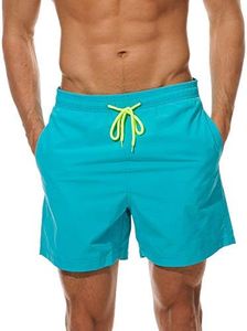 FREDRM Mens Swim Trunks Quick Dry Boardshorts with Mesh Lining Above Knee Swimwear Bathing Suits, Sky Blue, Medium