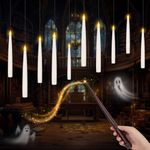 SUPERSUN Floating Candles with Wand Control, 10Pcs Hanging Flameless Candles, Halloween Decor for Indoor Home Room Bedroom Classroom Birthday Party