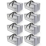 Clear Storage Bags with Zipper, 8 Pack Large Moving Bags Heavy Duty Extra Large, Plastic Storage Totes for Clothes, College dorm Packing Bags with Strong Handles