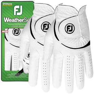 FootJoy Women's WeatherSof 2-Pack Golf Glove, White, Small, Worn on Left Hand