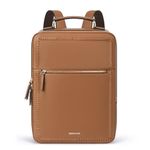 BOSTANTEN Leather Backpack 15.6 inch Laptop Bag Travel Casual Computer Backpack College Business Work Shoulder Bags with Trolley Sleeve for Women Men Brown