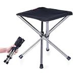 Azarxis Folding Tripod Stool for Camping, Foldable 3-Legged Chair Portable Lightweight Compact for Outdoor Backpack Fishing Beach Garden BBQ Picnic Travel Hiking Seat with Carry Bag (Black - S)