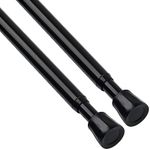 TYRON 2Pcs Black Tension Rod 18 to 28 Inch, Adjustable Small Tension Curtain Rod, Spring Loaded Curtain Rods for Window No Drill