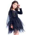 IKALI Black Witch Costume Girls Spider Tutu Dress Halloween Evil Outfit Magic Fancy Dress 8-10Y