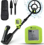 RM RICOMAX Metal Detector for Kids - Kids Metal Detector with LCD Display & Buzzer IP68 Waterproof & 2 Lb Lightweight Best Gift for Kids 24 to 35'' Foldable & Adjustable Kids Metal Detector, Green