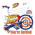 ERHACHAIJIA 20 PCS Nerf Gun Shaped Fill-In Invitations Cards With Envelopes, Funny Sweet Nerf Party Game Dart War Birthday Nerf Gun Battle Theme Party Invites For Boys Teens Adults Nerf Lover