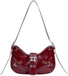 Floerns Women's Y2k Shoulder Bag Rivet Adjustable Straps Hobo Bag Punk Crossbody Purse Burgundy One-Size