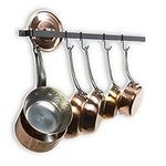 Wallniture Casto 30" Gourmet Kitchen Rail with 15 S Hooks for Hanging Kitchen Utensils Set and Cookware, Iron, Frosty Black