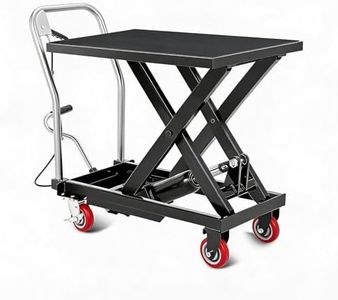 GarveeTech Hydraulic Lift Table, 500 LBS Capacity Hydraulic Table Cart, Single Scissor Lift Cart 28.5 in Lifting Height with 4 Wheels and Non-Slip Pad for Material Handling, Black