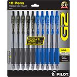 Pilot G2 Bold, Premium Gel Pens, Bulk Pack Of 10 Pilot G2 Pens, 5 Black G-2 & 5 Blue Ink Pens, 1.0mm Medium Point, Retractable Rolling Ball, Office & School Pens for Women & Men.