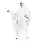 FakeFace Women One Piece Prayer Dress Muslim Long Sleeve Hooded Abaya Burkas Islamic Full Cover Maxi Ramadan Dress Kaftan Hijab Middle Eastern Arab Robe (UK, Alpha, One Size, Regular, Regular, White)