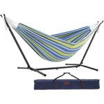 Vivere UHSDO8-24 Double Cotton Hammock with Space-Saving Steel Stand Including Carrying Bag, Oasis