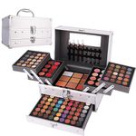 132 Color All In One Makeup Kit,Professional Makeup Case,Makeup Set for Teen Girls,Makeup Palette,Multicolor Eyeshadow Kit(006N2-Silver)