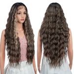 Joedir HighLight Lace Front Wig for Women 30 Inches Long Wavy Lace Front Wig with 1.5"x4.5" Deep Part Synthetic T-Part Lace Wig Pre-Plucked Baby Hairline