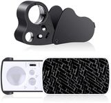 EEEKit LED Jewelers Loupe Magnifier, 30X 60X 90X Pocket Magnifying Glass with Light for Craft Work Sewing Reading, 2 Pack
