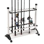 Jorazor Fishing Rod Holders,Fishing Pole Holders,Fishing Rod Rack,24 Slots to Hold Rods & Reel Combo,Lightweight Aluminum Vertical Fish Pole Garage Storage Ground Display Stand (White)