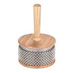 Heysland Wooden Cabasa Percussion Musical Instrument Metal Beaded Chain and Cylinder Pop Hand Shaker for Band Music Education 4.5”