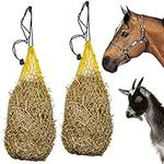 Majestic Ally 2 pcs Ultra Slow Feed 1.5"x1.5" Holes 40” Hay Net for Horses and livestocks Yellow