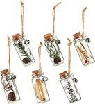 Juvale 6 Pack Festive Glass Bottles with Cork Stoppers with Jute Strings, Hanging Tree Embellishments, 6 Designs (1 x 3 x 1 In)