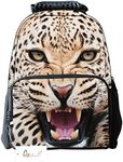 Ibeauti Unisex School Backpack, Large Capacity 3D Vivid Animal Face Print Polyester Backpack (Yellow Leopard)