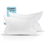 East Coast Bedding Balanced Dream Firm Pillow, Queen Size 20x30 Inch Medium Support Goose Feather Down Pillows, 100% Cotton Shell, Queen Pillow Set of 2