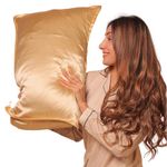 Furbo Mulberry Silk Pillow Cover Pure Silk Pillow Cases for Hair and Skin Anti Aging Anti Hair Fall Anti Acne Hypoallergenic 22 Momme 6A Grade 600 Thread Count 70 x 40.6 CM Pack of 2 Champagne Gold