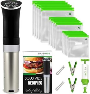 SOUSVIDE ART Precision Cooker Kit (1000 Watts Sous Vide Cooker) - Sous Vide Machine Immersion Cookers Circulator, 15 Vacuum Seal Bags, Vacuum Pump, Digital Timer Temperature Control, Gift for Chefs