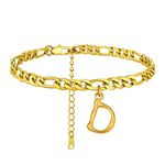 PROSTEEL Womens Gold Ankle Bracelets Letter D Initial Anklet