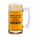 Giftcart Just Want to Watch Cricket Transparent Beer Mug Gift for Dad | Gifts for Friends | Gift for Beer Lovers | Party | Barware Gifts