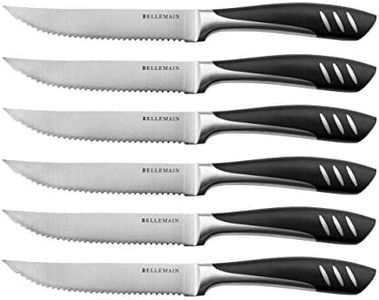 Bellemain Premium Steak Knives Set of 6, Kitchen Knife Sets with Steel Blades for Precise Cutting, Lightweight Steak Knife Set Stainless Steel & Durable, Serrated Steak Knives Dishwasher Safe