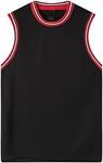 Zmart Australia Mens Plain Basketball Jersey Gym Sports Basic Blank Sleeveless T Shirt Vest Tops, Black w Red, 2XL