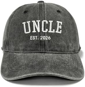 GDIQ New Uncle Est 2026 Gifts, Promoted to Uncle or First Time Funcle Baseball Hat, Adjustable Embroidered Washed Black Cotton Cap for Men