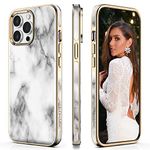 LOHASIC Compatible with iPhone 14 Pro Case, Luxury Marble Designer Thin PU Vegan Leather Elegant High-end Women Cover Stylish Soft Non-Slip Girls Phone Cases for iPhone 14 Pro(2022) 6.1" 5G - White