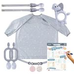 BIBaDO Starter Baby Feeding Set - Includes Feeding Bibs, Weaning Spoons, Baby Cutlery, Teether & Weaning Poster, BPA-Free, Perfect for Weaning and First Foods - Mist